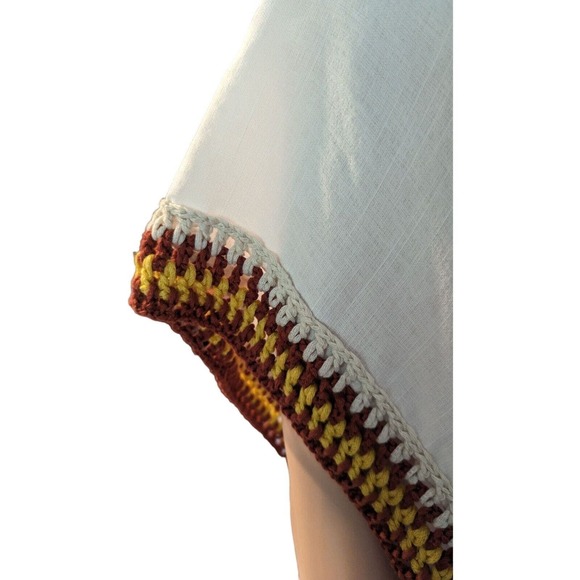 Francesca's Jillian OS Kimono Cover Up Creme with Yellow Red Crochet Edging - Picture 3 of 7